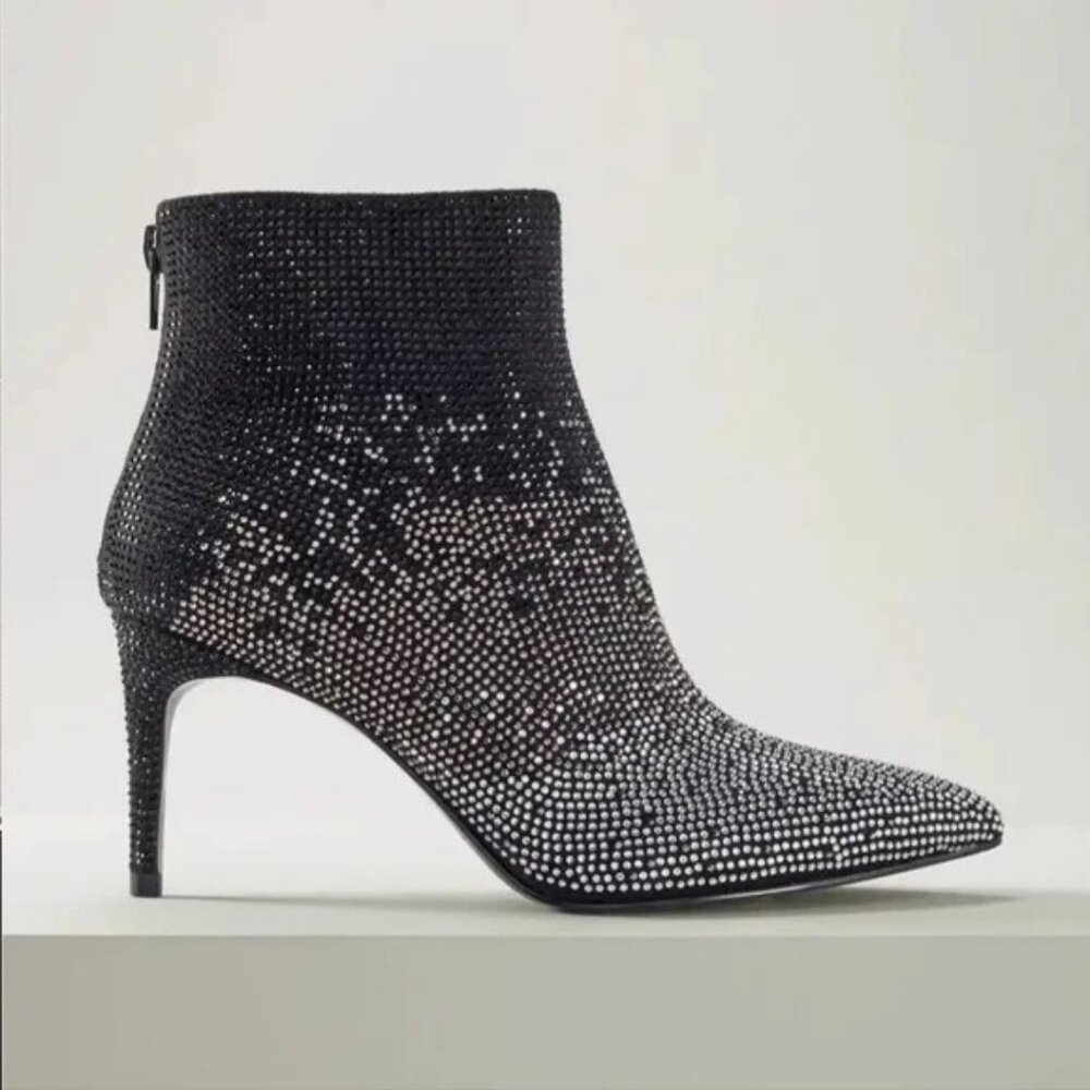 White House Black Market Ariana Sparkle Mid Heel Bootie Size 7.5